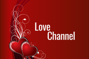 red hearts on red background with words love channel
